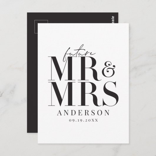 Carte Postale Moderne, graphique, typographie enregistrer la dat (Devant / Derrière)