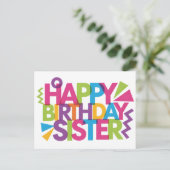 Carte Postale Moderne graphique vibrant "Joyeux anniversaire SŒU (Debout devant)