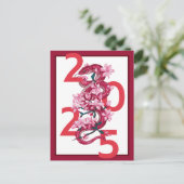 Carte Postale Moderne Gras Rouge Chinois Nouvel An 2025 Serpent (Debout devant)