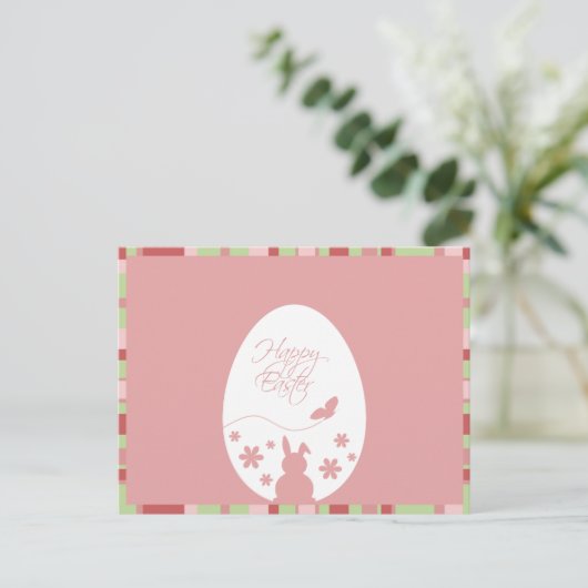Carte postale moderne Happy Easter Egg Pastel Rose (Debout devant)