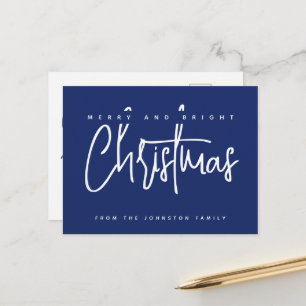Carte Postale Moderne Joyeux et Lumineux Noël écriture simple