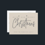 Carte Postale Moderne Joyeux et Lumineux Noël écriture simple<br><div class="desc">Moderne typographie écriture simple minimaliste carte de vœux de Noël</div>