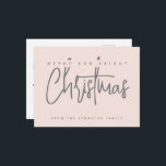 Carte Postale Moderne Joyeux et Lumineux Noël écriture simple<br><div class="desc">Moderne typographie écriture simple minimaliste Carte de vœux de Noël</div>