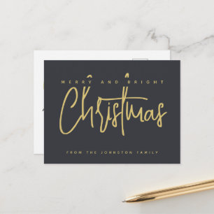 Carte Postale Moderne Joyeux et Lumineux Noël écriture simple