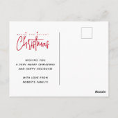 Carte Postale Moderne Joyeux et Lumineux Noël écriture simple (Dos)