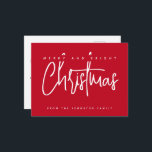 Carte Postale Moderne Joyeux et Lumineux Noël écriture simple<br><div class="desc">Moderne typographie écriture simple minimaliste Carte de vœux de Noël</div>