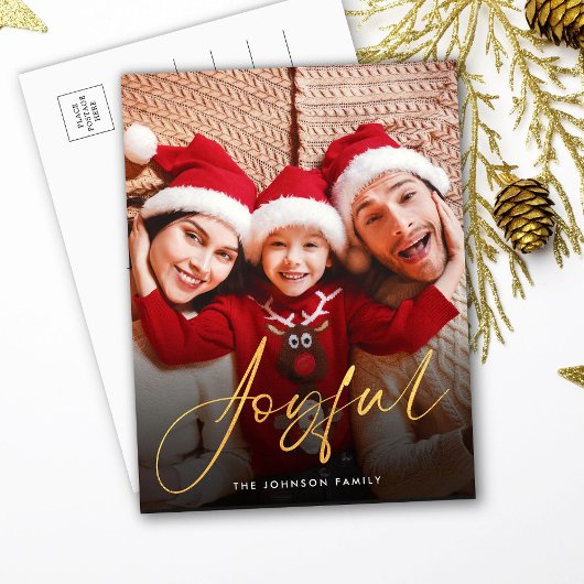 Carte postale moderne Joyeux Script Photo Holiday