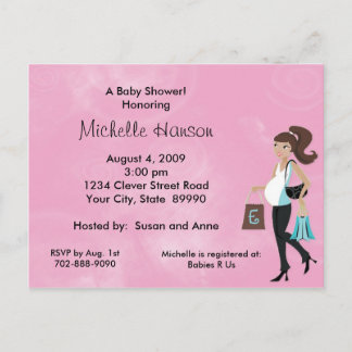 Carte Postale Moderne Maman Baby shower rose Invitation