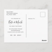 Carte Postale Moderne Mariage Noir Blanc Script Changer la Date (Dos)