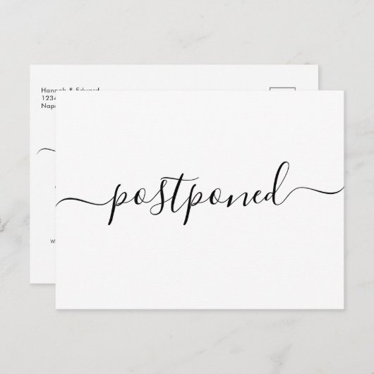 Carte postale moderne Mariage reportée Faire-part (Devant / Derrière)