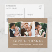 Carte Postale Moderne Mariage Simple Amour Merci Kraft 3 Photo (Devant / Derrière)