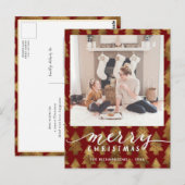 Carte Postale Moderne MERRY écriture élégante à carreaux de biso (Devant / Derrière)