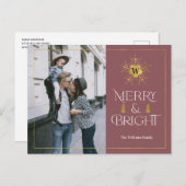Carte Postale Moderne Merry et Bright simple photo de Noël Po (Devant / Derrière)