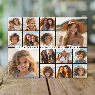 Carte Postale Moderne Minimaliste 14 Photo Collage Noir - Texte