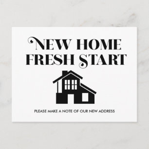 Carte Postale Moderne Minimaliste Changement d'Adresse Noir Blan