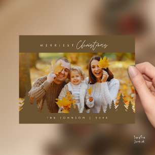 Carte Postale Moderne Minimaliste, Famille de Noël la Plus Joyeu