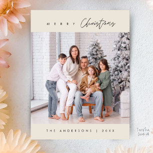 Carte Postale Moderne Minimaliste, Joyeux Noël Photo de Famille