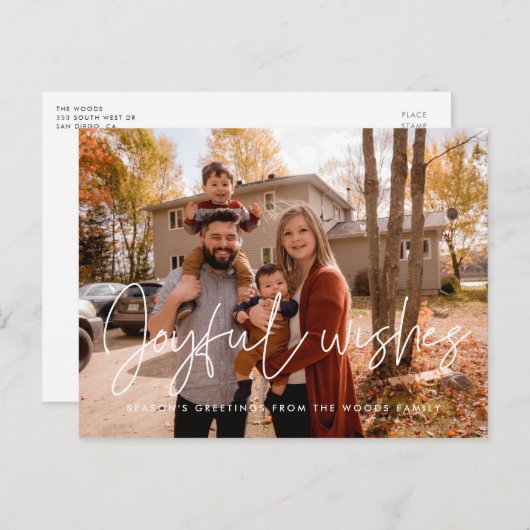 Carte Postale Moderne minimaliste Joyful voeux (Devant / Derrière)