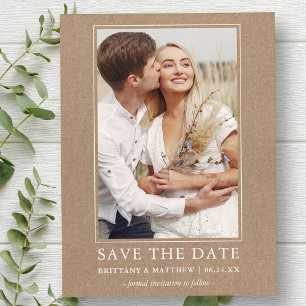 Carte Postale Moderne Minimaliste Kraft Save The Date Photo