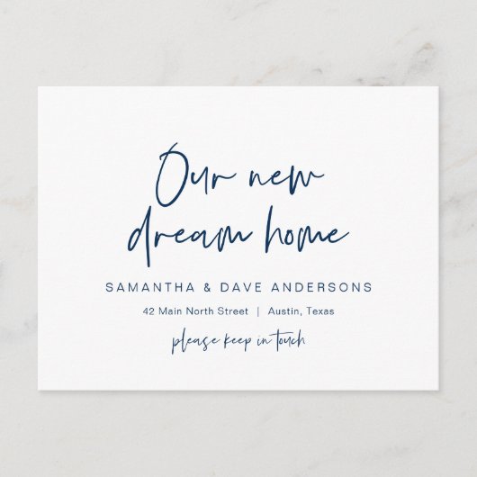 Carte Postale Moderne minimaliste, Nouvelle annonce d'adresse de (Devant)