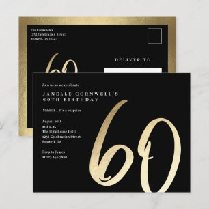 Carte Postale Moderne Minimaliste Or Type 60e Anniversaire