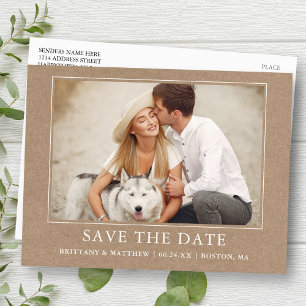 Carte Postale Moderne Minimaliste Photo Kraft Save the Date