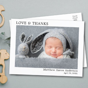Carte Postale Moderne Minimaliste Simple Amour et Remerciements