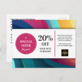 Carte postale moderne Multicolore Swirls Coupon Re (Devant / Derrière)