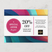 Carte postale moderne Multicolore Swirls Coupon Re (Devant)