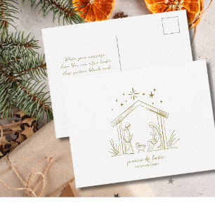 Carte Postale Moderne Nativité de Noël paix amour religieux