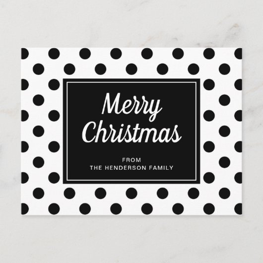 Carte Postale Moderne Noël joyeux points noirs et blancs (Devant)