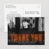 Carte Postale Moderne Orange Neon photo Merci de graduation (Devant / Derrière)