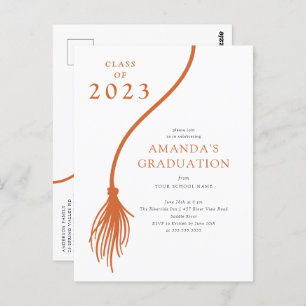 Carte postale moderne Orange Tassel Graduation Par
