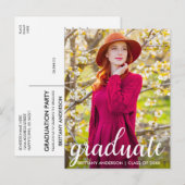 Carte Postale Moderne Pretty Graduation Party Photo Invitation W (Devant / Derrière)