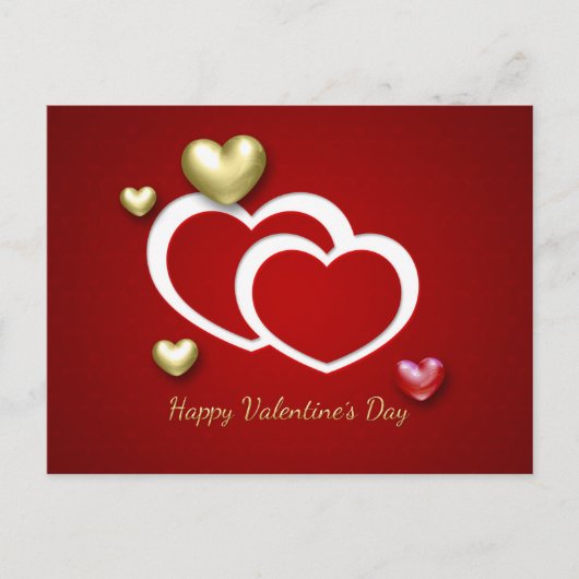 Carte postale moderne Red Gold Valentine Hearts Ho (Devant)