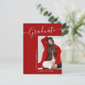 Carte Postale Moderne | Red Pink 1 Photo Elegant Script (Debout devant)