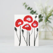 Carte postale moderne Red Poppies Watercolor Fower (Debout devant)