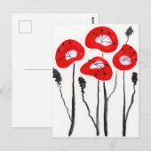 Carte postale moderne Red Poppies Watercolor Fower (Devant / Derrière)