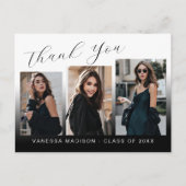 Carte Postale Moderne Remerciement avec dégradé de 3 photos bleu (Devant)