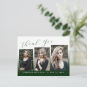 Carte Postale Moderne Remerciement avec dégradé de 3 photos vert (Debout devant)