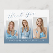 Carte Postale Moderne remerciement dégradé tendance bleu et blan (Devant)