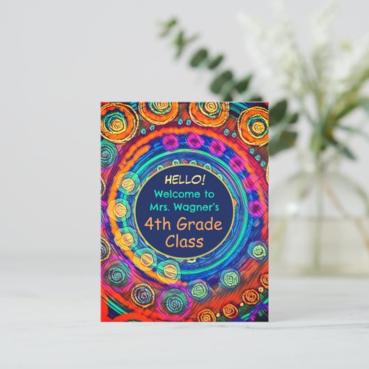 Carte Postale Moderne Retour à l'école Nom de l'enseignant Class (Debout devant)