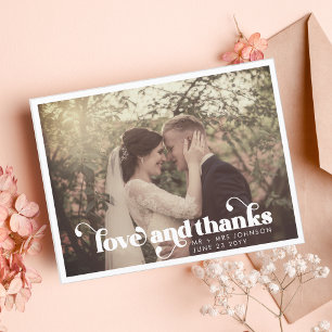Carte Postale Moderne Retro Amour et Merci Mariage Photo