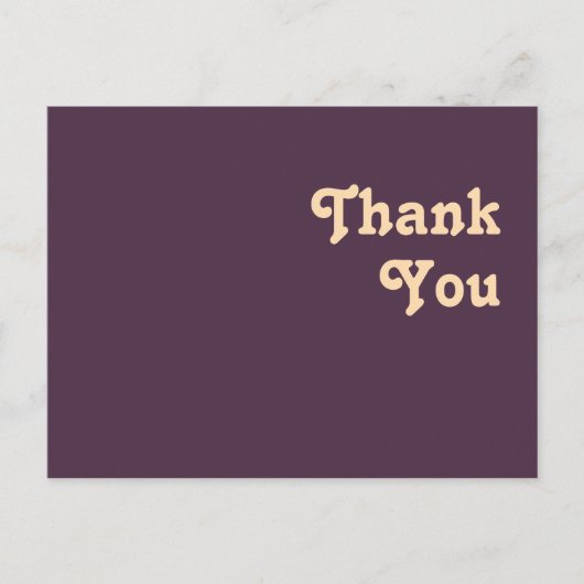 Carte Postale Moderne Rétro | Remerciements de mariage Violet fo (Devant)