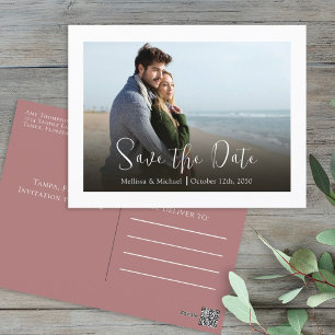 Carte Postale Moderne Rose Dusty Élégant 3 Photo Budget P