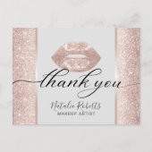 Carte Postale Moderne Rose Gold Paillettes Salon de Beauté Merci (Devant)