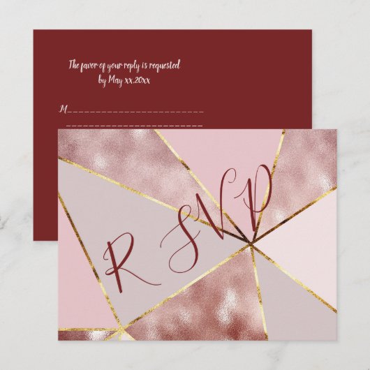 Carte postale moderne Rose Gold RSVP (Devant / Derrière)