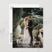 Carte Postale Moderne Rustique Calligraphie Script Mariage Merci (Devant / Derrière)