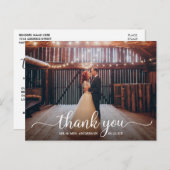 Carte Postale Moderne Rustique Calligraphie Script Merci Mariage (Devant / Derrière)