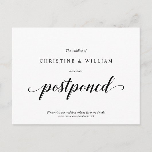 Carte Postale Moderne Rustique, Faire-part de mariage reporté (Devant)